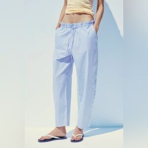 zara striped drawstring pants